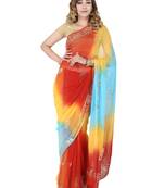 Sequence and jari handwork chiffon saree.