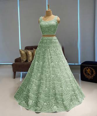 Mint Green Eid Lehenga for Women 2