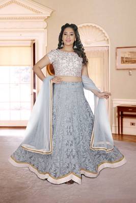 Pink & Grey Hand Work Net Ethnic 4