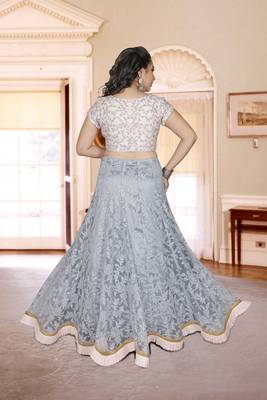 Pink & Grey Hand Work Net Ethnic 6