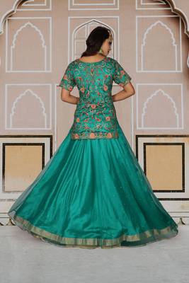 peacock green hand work net ethnic 5