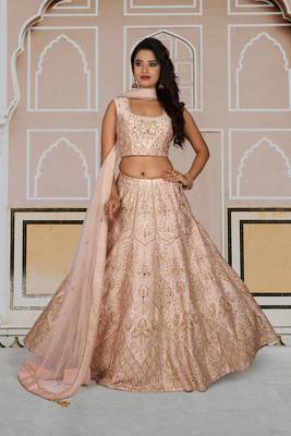Light Peach Machine & Hand Silk Ethnic With Blouse 4