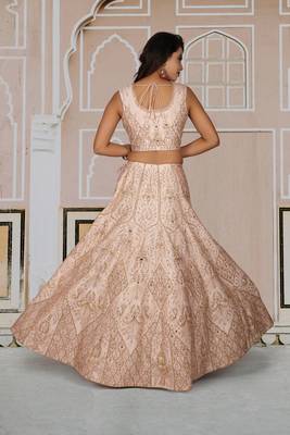 Light Peach Machine & Hand Silk Ethnic With Blouse 6