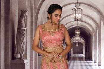 Dusty Pink Machine Work Silk Ethnic With Blouse 5
