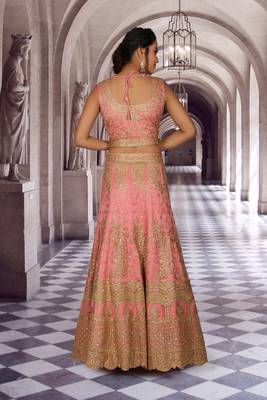 Dusty Pink Machine Work Silk Ethnic With Blouse 6