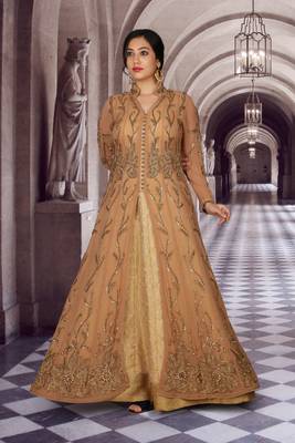 Brown Hand Work Georgette & Brocade Ethnic 4