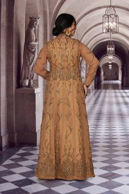 Brown Hand Work Georgette & Brocade Ethnic 6