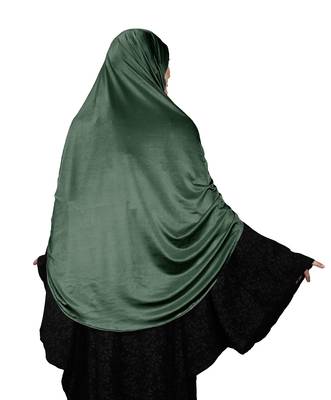 Women's Rama Color Satin Lycra Plain Long Chaderi Abaya Hijab With Naqab & Frills Style 5