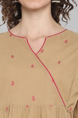 Janasya Beige woven cotton tunics 4