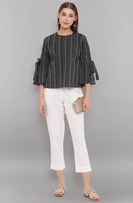 Janasya Black woven cotton tunics 3