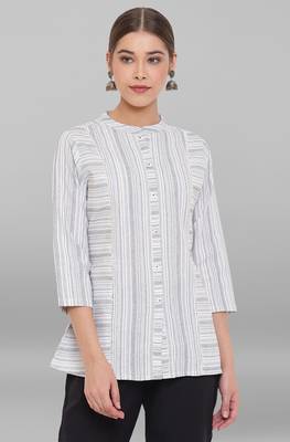 Janasya White woven cotton tunics 2