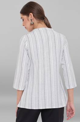 Janasya White woven cotton tunics 4