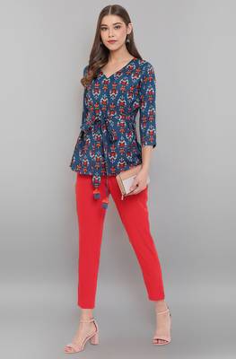 Janasya Blue printed viscose rayon tunics 3