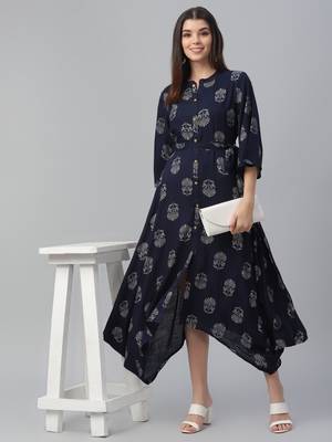 Hand Motif Printed Rayon Dress 1