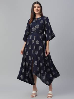 Hand Motif Printed Rayon Dress 2