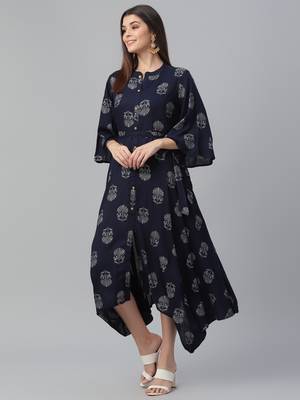 Hand Motif Printed Rayon Dress 3