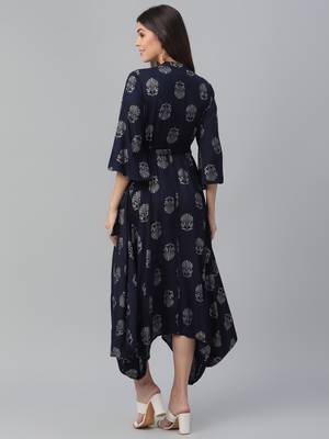 Hand Motif Printed Rayon Dress 4