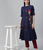 Floral Embroidered Rayon Kurta Set