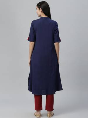 Floral Embroidered Rayon Kurta Set 4