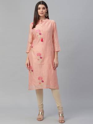 Embroidered Pink Chanderi Kurta 2