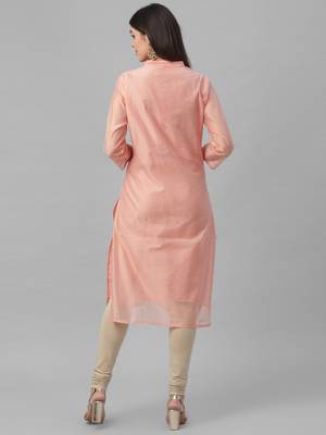 Embroidered Pink Chanderi Kurta 4