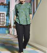 Janasya Green printed cotton tunics