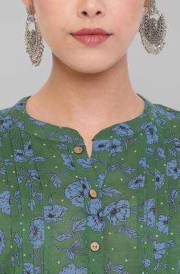 Janasya Green printed cotton tunics 5