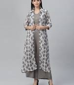 Printed Shrug with Embroidered Top with Palazzo