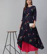 Rayon Aari Embroidred Navy Blue Dress