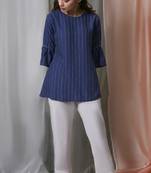Janasya Blue woven viscose rayon tunics
