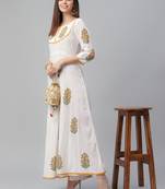 Cotton Slub Floor Length Handblock Printed Dress