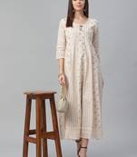 Cotton Slub White Anarkali Dress