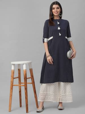 Printed Dobby Kurta with Palazzo 1