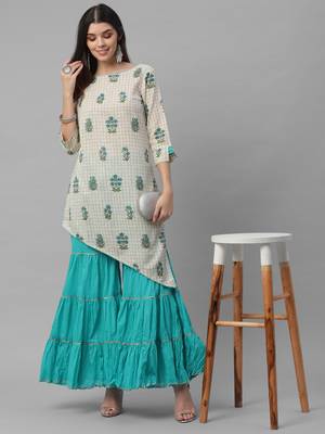 Printed Kurta with Sharara Pants 1