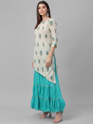 Printed Kurta with Sharara Pants 3