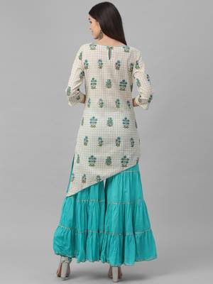 Printed Kurta with Sharara Pants 4