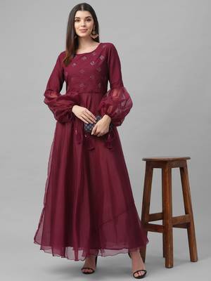 Foil Printed Organza Dress 1