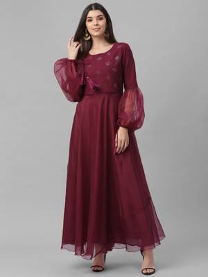 Foil Printed Organza Dress 2
