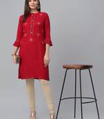 Embroidered Rayon Dobby Kurta