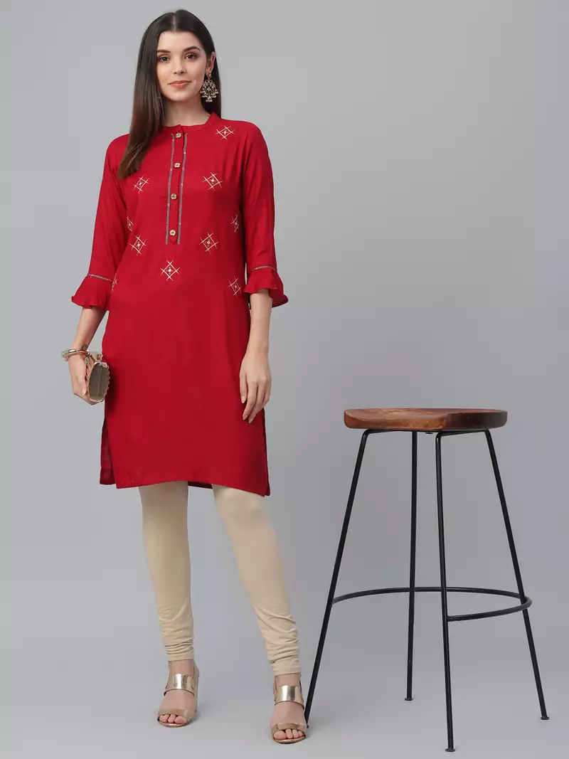 Embroidered Rayon Dobby Kurta