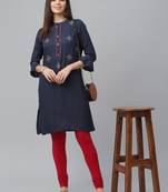 Embroidered Rayon Dobby Kurta