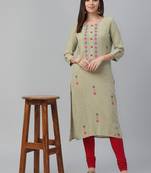 Printed & Handwork Rayon Slub Kurta