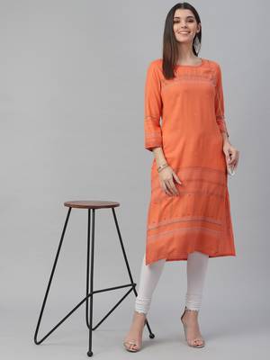 Printed Rayon Slub Kurta 1