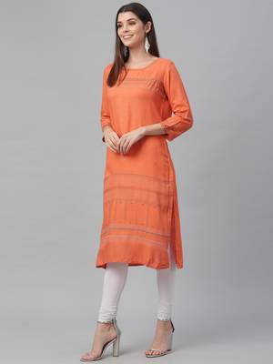 Printed Rayon Slub Kurta 3