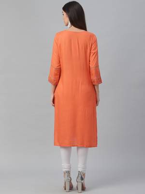 Printed Rayon Slub Kurta 4