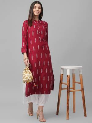 Printed Rayon Slub Kurta 1