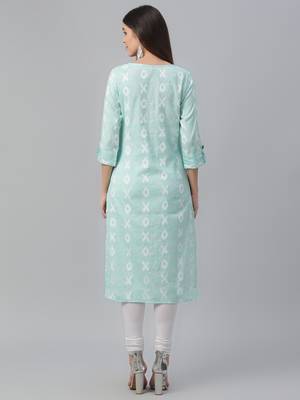 Printed & Handwork Cotton Kurta 4