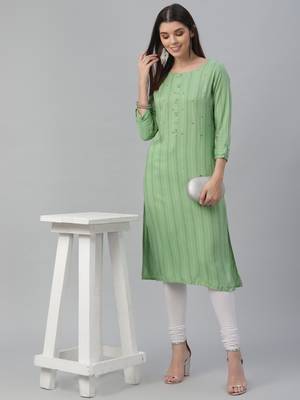 Printed & Handwork Rayon Kurta 1
