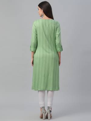 Printed & Handwork Rayon Kurta 4