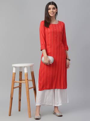 Printed & Handwork Rayon Kurta 1